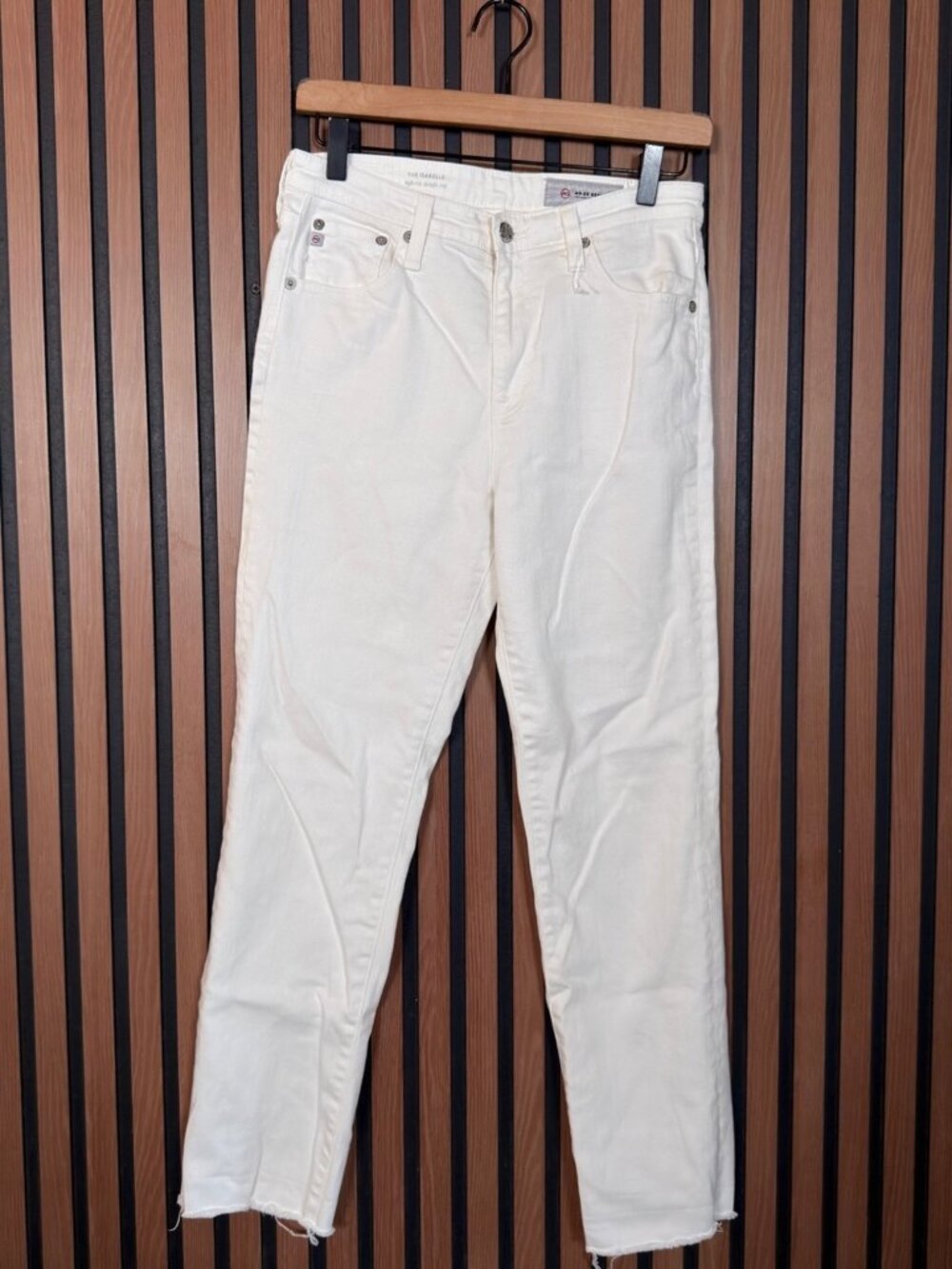 AG Adriano Goldshmied Jeans 28R Womens White The Isabelle High Waist Straight Cr